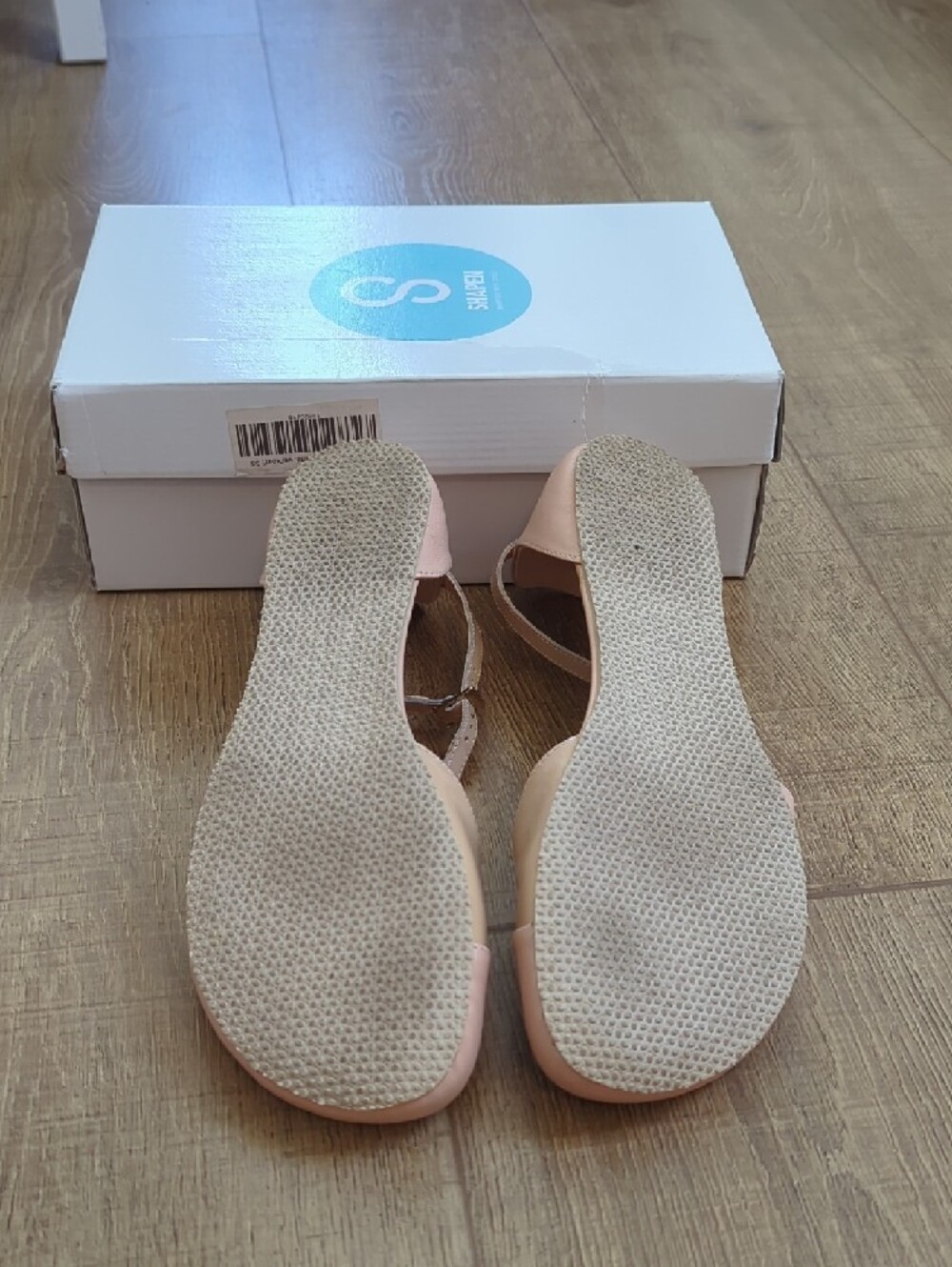 Shapen Women’s Pink Nude Poppy Flats with Ankle Straps - Picture 6 of 6